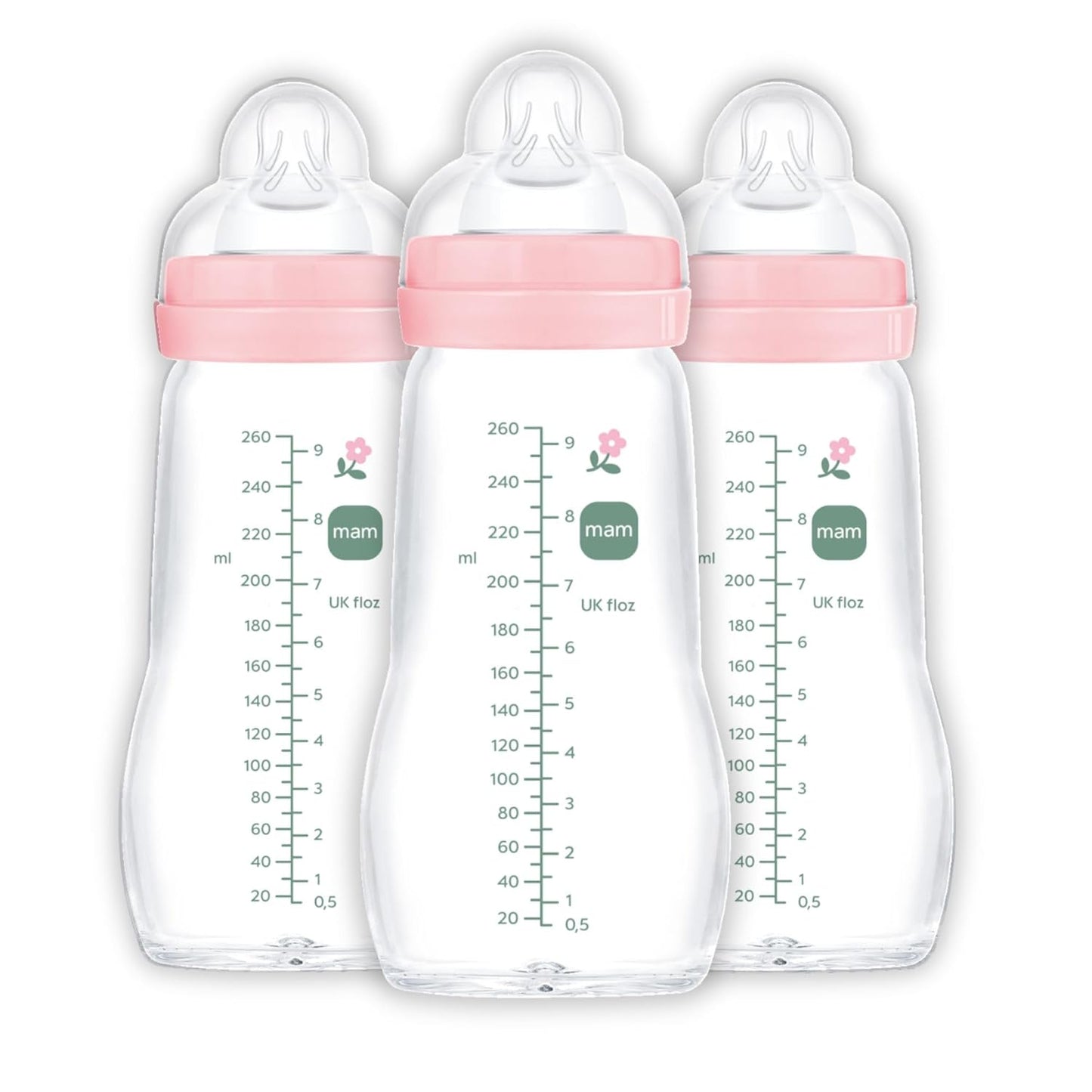 MAM Feel Good Slow Flow, Premium Glass Baby Bottles, Newborn Essentials Must Have, Easy Switch