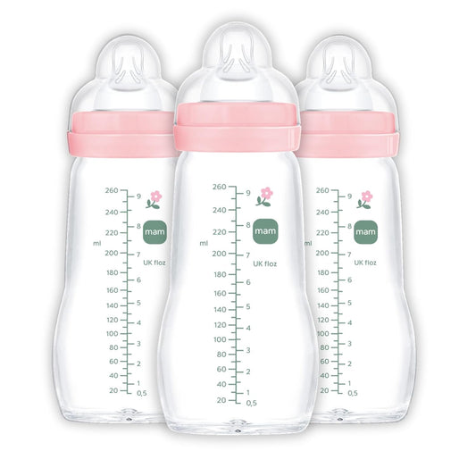 MAM Feel Good Slow Flow, Premium Glass Baby Bottles, Newborn Essentials Must Have, Easy Switch