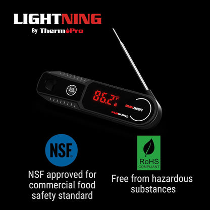 ThermoPro Lightning 1-Second Instant Read Meat Thermometer, Kitchen Food Thermometer with Auto