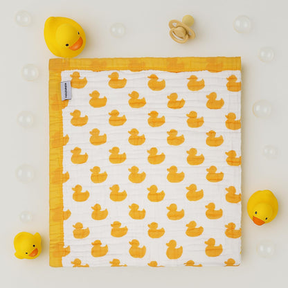 Organic Cotton Muslin Baby Blanket for Boys and Girls - Luxurious Soft Toddler Quilt for Swaddling - Gender Neutral Blankets Makes a Great Rubber Duck