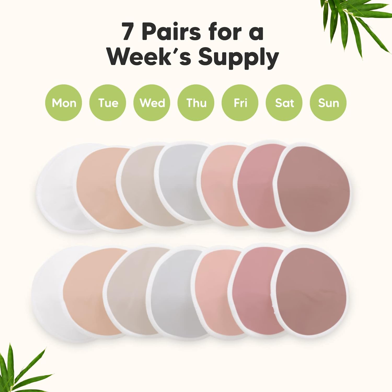 Organic Nursing Pads - 14 Washable Viscose Derived from Bamboo Breastfeeding Pads, Wash Bag