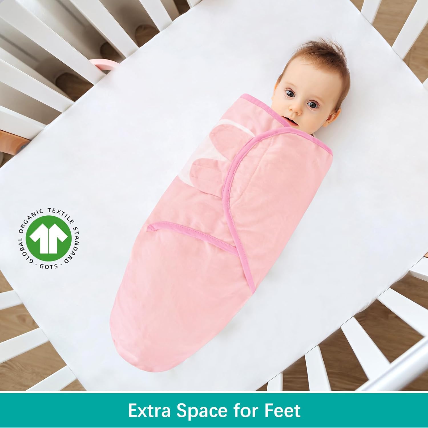 Biloban Baby Swaddles 0-3 Months for Girls, Cotton Swaddle Blanket, Newborn Essentials, Pink &