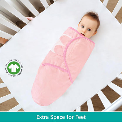 Biloban Baby Swaddles 0-3 Months for Girls, Cotton Swaddle Blanket, Newborn Essentials, Pink &