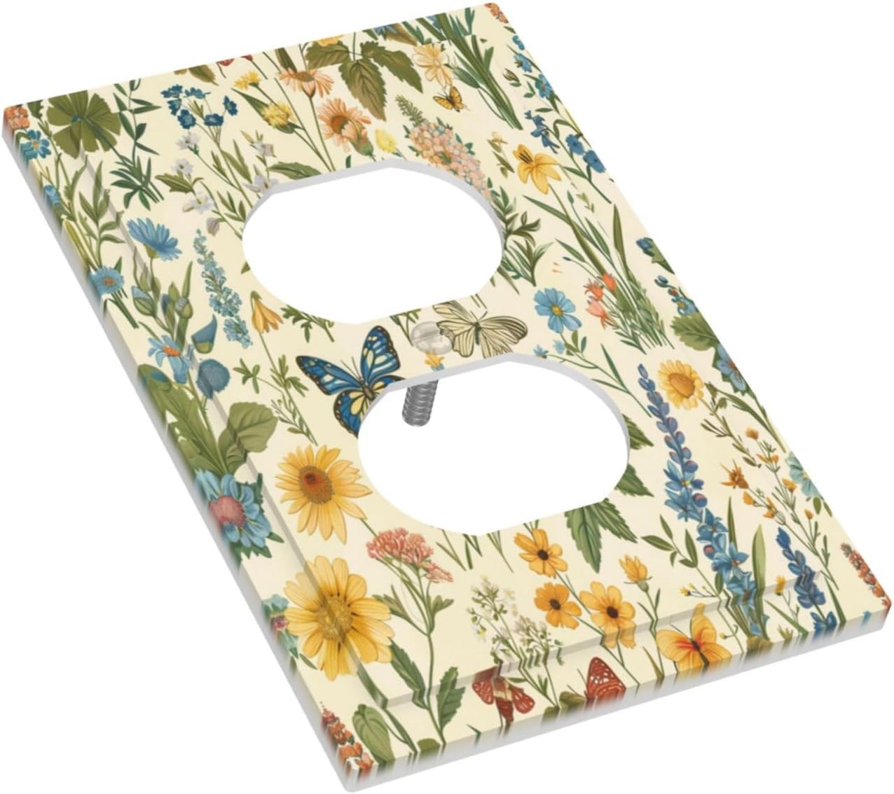 Decorative Outlet Covers Rustic Plant Garden Leaf Flower Butterfly 1 Gang Duplex Light Switch Cover Plate Wall Plates for Electrical Outlets Switchplate Faceplate for Bedroom Home Decor