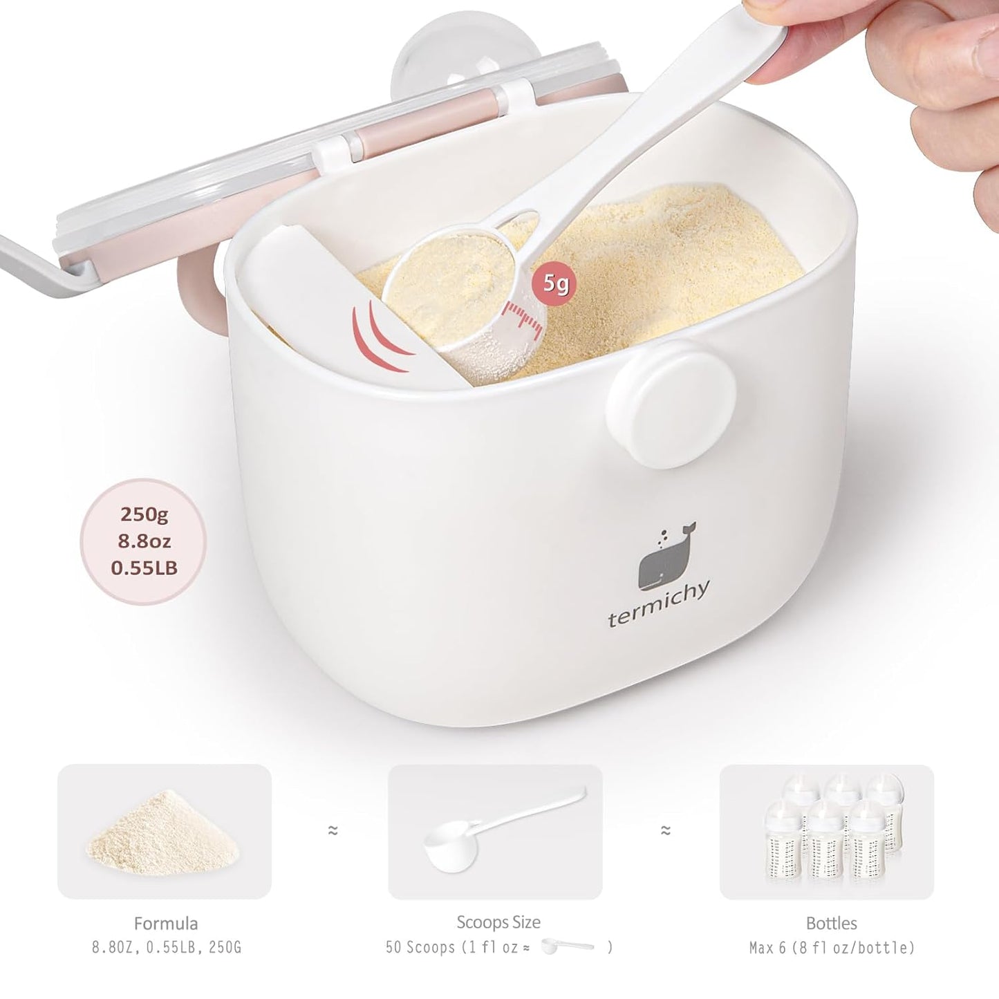 Termichy Baby Formula Dispenser, Portable Formula Dispenser Container with Scoop and Carry Handle