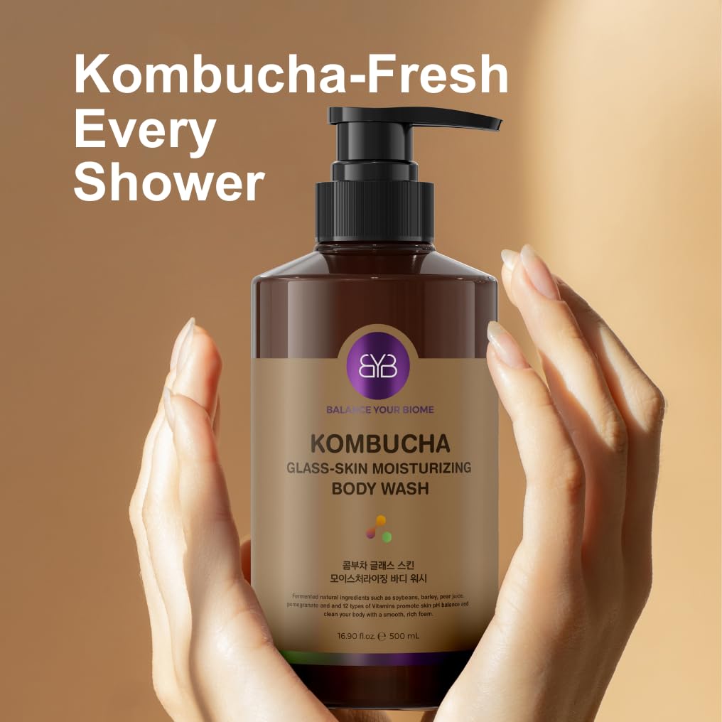 BALANCE YOUR BIOME Kombucha Glass-Skin Moisturizing Body Wash, K-Beauty,Fermented soybean, barley