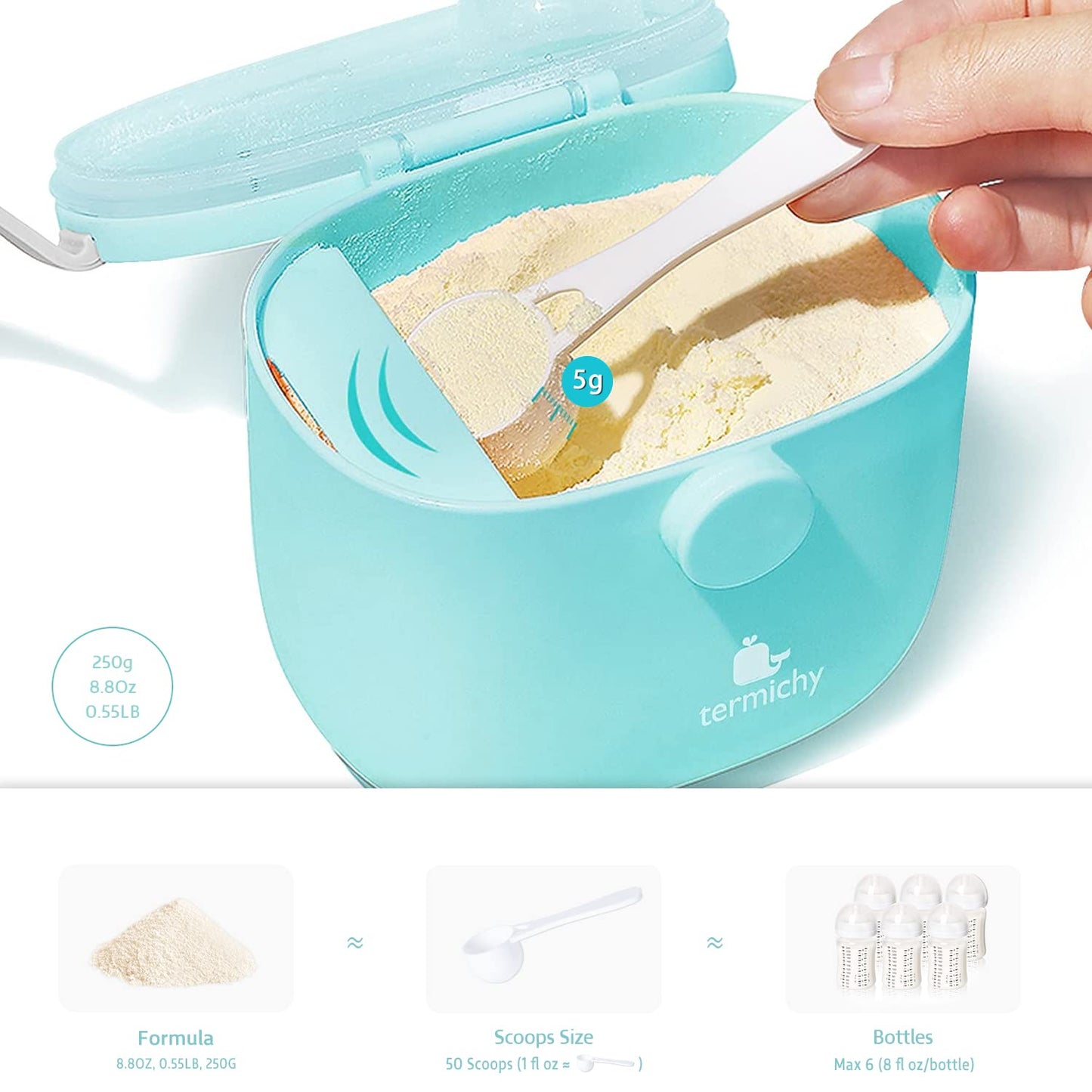 Termichy Baby Formula Dispenser, Portable Milk Powder Dispenser Container with Carry Handle and
