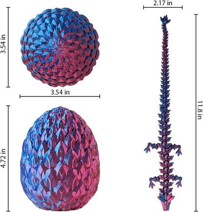 3D Prited Dragon,3D Printed Dragon in Egg, Home Office Decor Executive Desk Toys， Fidget Toys for Adults and Kids (Purple)