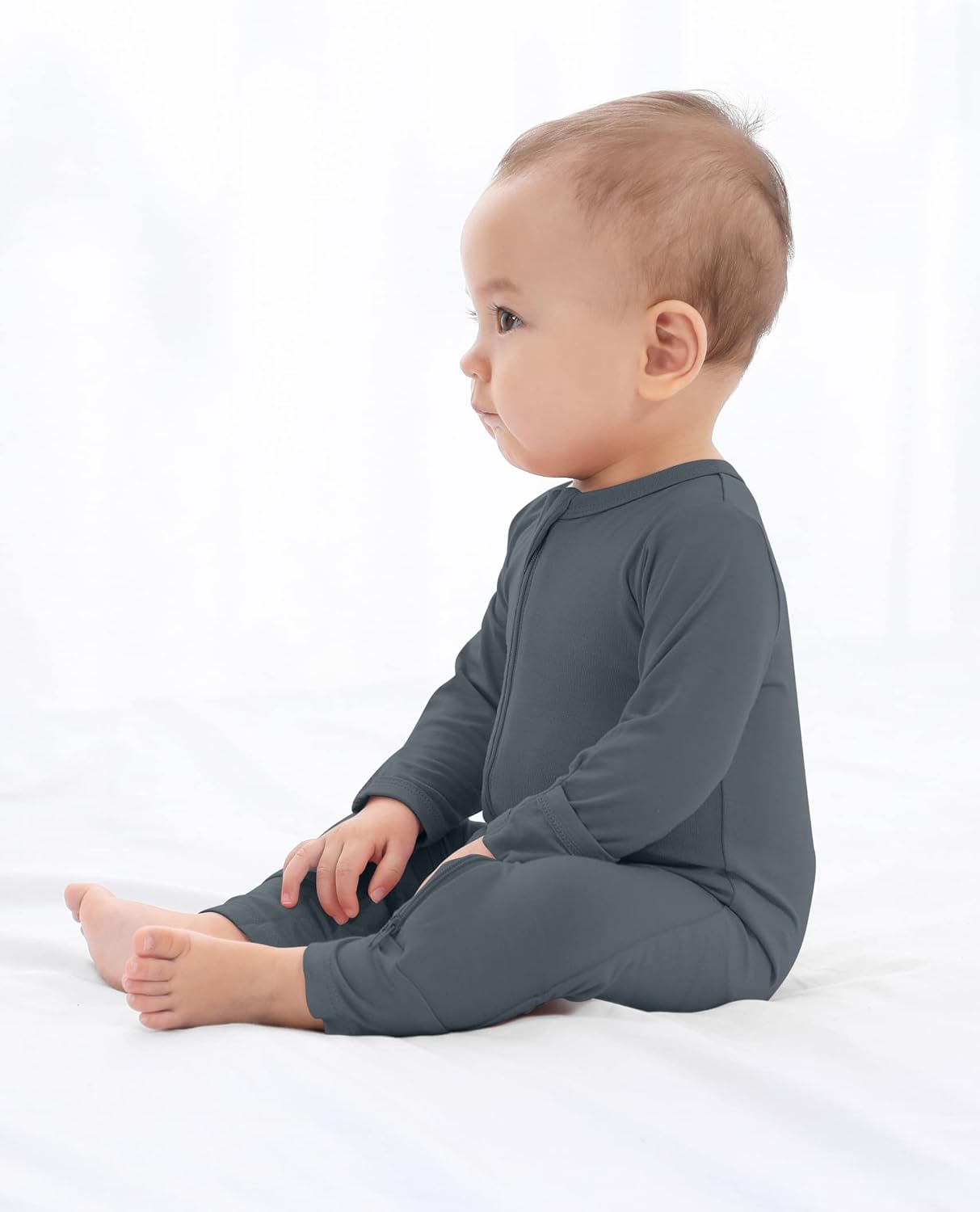 GUISBY Baby Pajamas with Mitten Cuffs - 3Pcs Girls Boys 2 Way Zipper Long Sleeve Rayon Sleepers