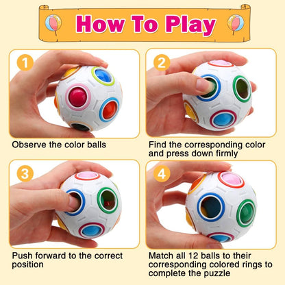 6Pack Magic Rainbow Puzzle Ball Fidget Toys, Matching Puzzle Balls Toy Stress Reliever 3D Speed Fisget Ball Brain Teasers Games for Kids Adults Christmas Stocking Stuffers Party Favor Birthday Gifts