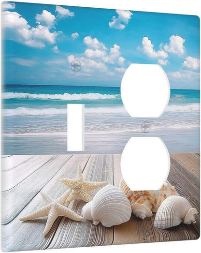 Wallplates Beach Waves Brown Wood Starfish Shells 1 Toggle 1 Duplex Switch Plate Electrical Gfci