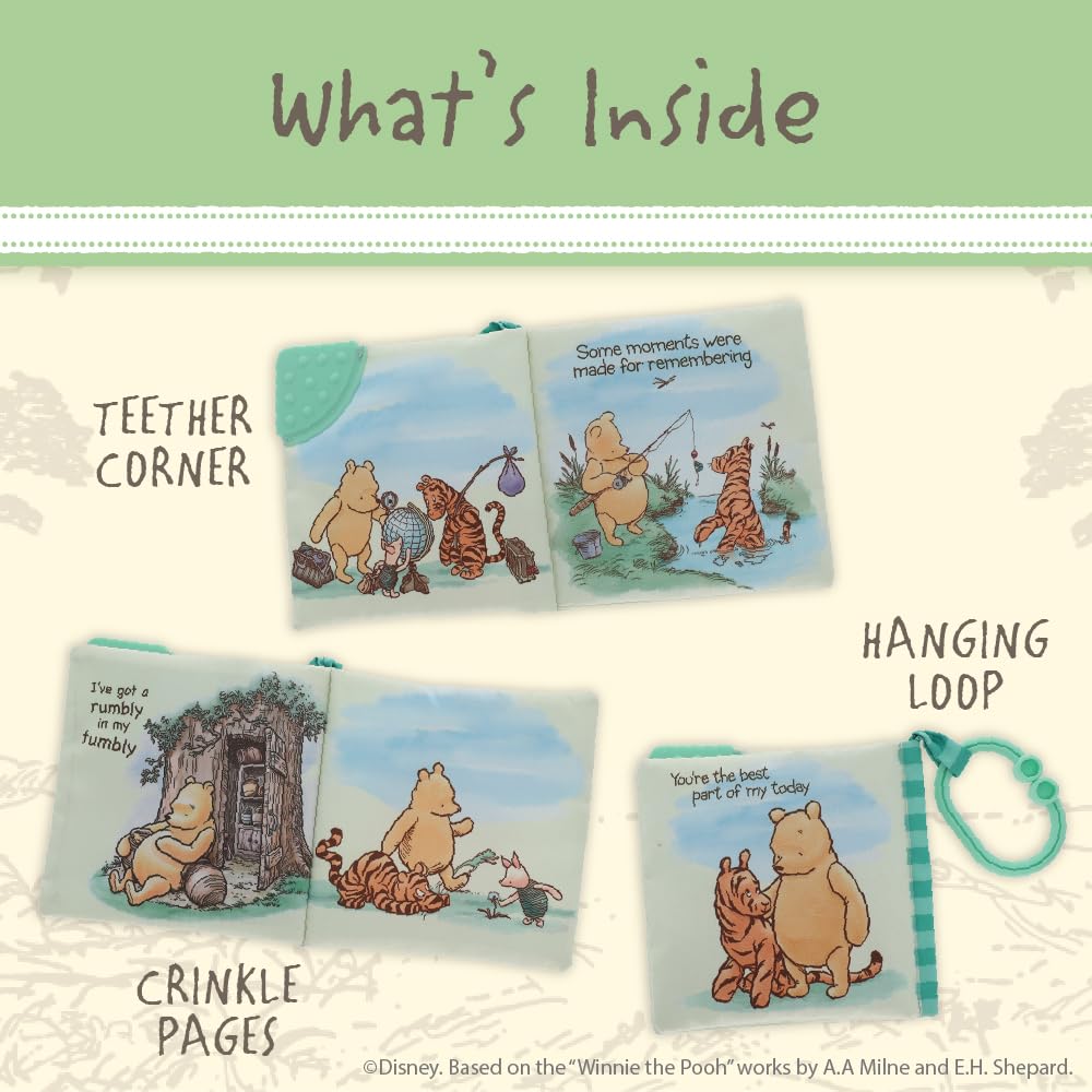Kids Preferred Winnie The Pooh Soft Book with On The Go Clip, 5 Inches