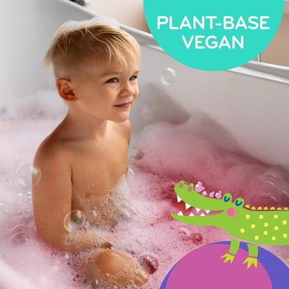 Mobi Little Whale Bubble Bath, Tropical Fruity Raspberry Scent Kids Body Wash, Gentle Moisturizing