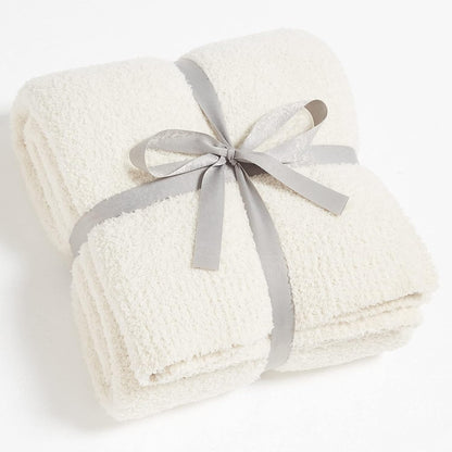 CYMULA Super Soft Knit Throw Blanket Twin Size Cream White-Lightweight Plush Fuzzy Fluffy Warm Cozy