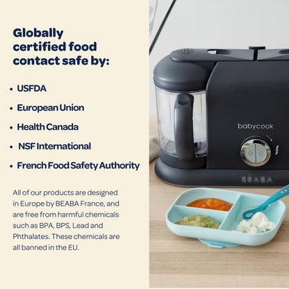 BEABA Babycook Duo 4 in 1 Baby Food Maker, Puree Steamer and Blender for Purees, Grinder with Auto