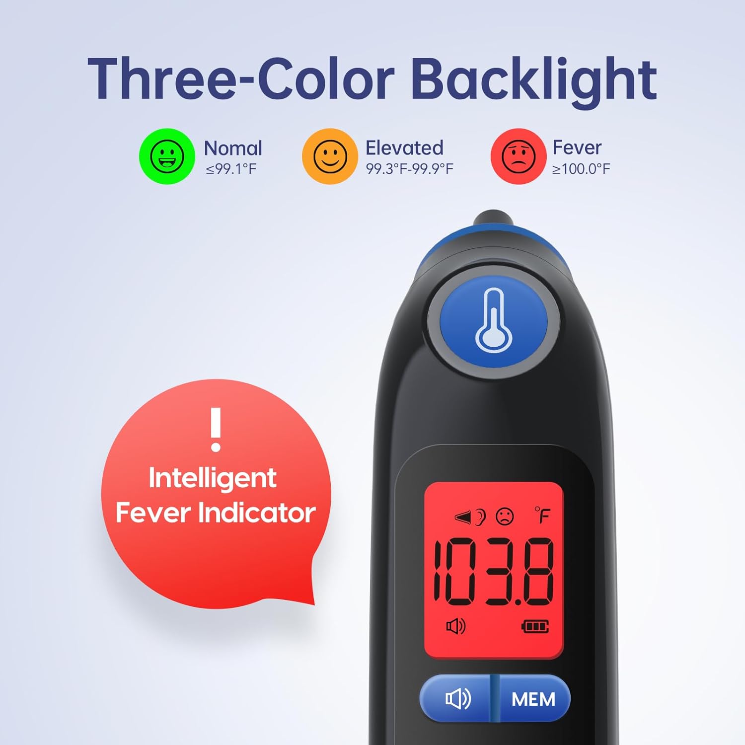 Ear Thermometer, Highly Accurate Ear Thermometer for Kids, Adults and Babies, 30 Memory Recall, 1s