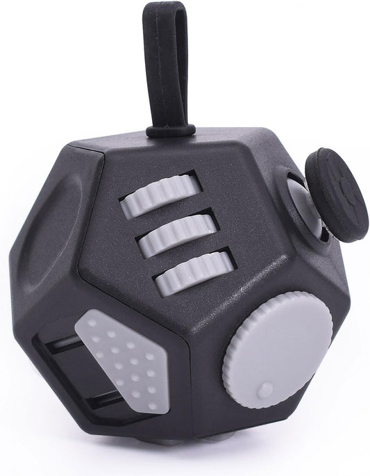 Mini Fidget Toys,12 Sided Cube Toys Relief Stress,Anxiety, Depression,Autism for Kids Adults Improve Focus and Kill Time (Black)