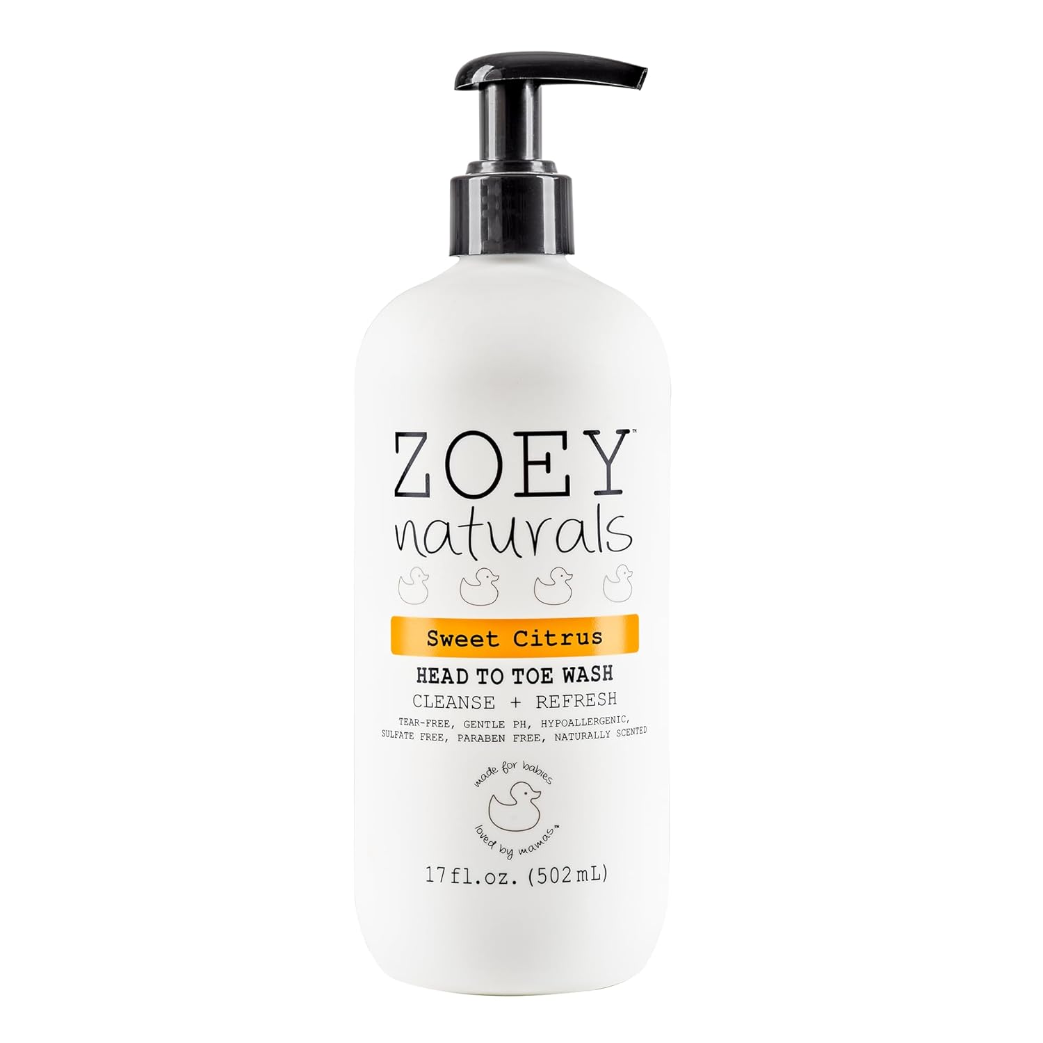 Zoey Naturals Sweet Citrus Baby Wash & Shampoo, Made For Sensitive Skin, Tear-free, Paraben-Free