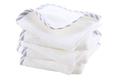 HIPHOP PANDA Baby Washcloths, Rayon Made from Bamboo - 2 Layer Ultra Soft Absorbent Newborn Bath Face Towel - Reusable Baby Wipes for Delicate Skin - Gray Stripe, 30 Pack
