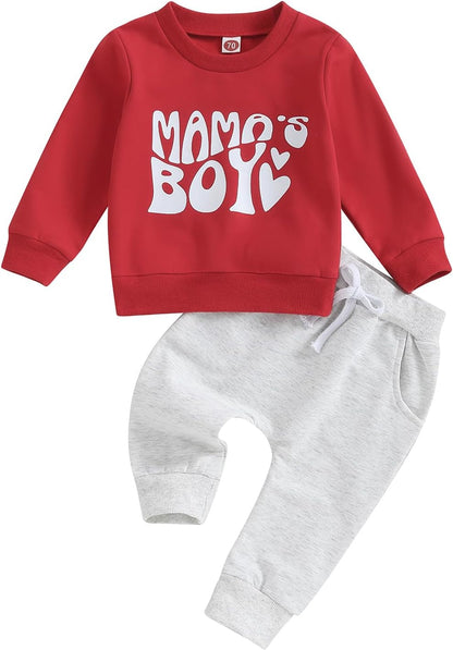 Kupretty Toddler Baby Boy Fall Winter Clothes Color Block Long Sleeve Sweatshirt Pullover Tops + Joggers Pants Outfit Set