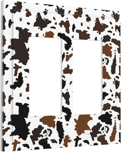 Decorative Outlet Covers Rustic Cowhide Highland Cow Milk Cow 2 Gang Double Gfci Rocker Electrical Wall Panels Light Switch Cover Plate For Farmhouse Home Decor