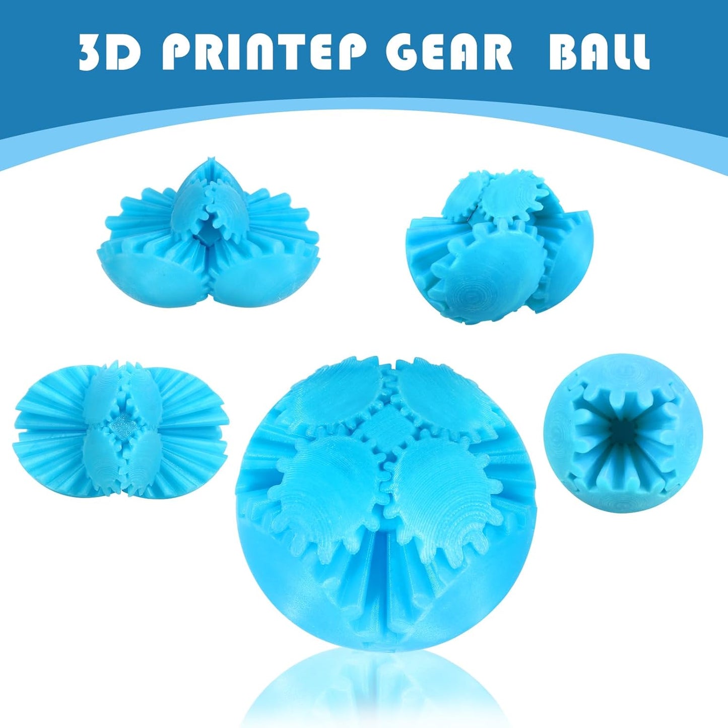 MerryXD Gear Ball Fidget Toy,GearSphere Desk 3D Printed Perfect for Stress and Anxiety Relaxing Fidget Toy Gear Fidget Sphere Activity Gear Ball for Adults Grow in The Dark Blue