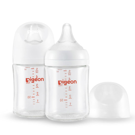 Pigeon Glass Nursing Bottle Wide Neck, Anti-Colic, Streamlined Body, Natural Feel, Easy to Clean