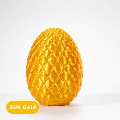 STONESTAR 3D Printed Dragon Fidget Toys, Full Articulated Dragon Crystal Dragon in Egg, Home Office Executive Desk Toys, 11" Dragon with 5" Egg (Silk Gold)