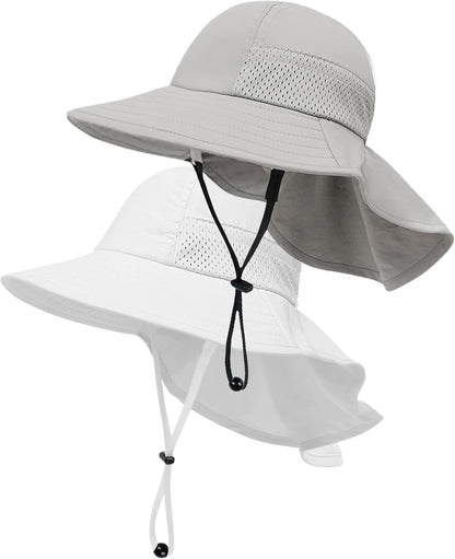 Toddler Baby Sun Hat Kids Summer UPF 50+ for Boys Girls Adjustable Beach Hats with Bucket Wide Brim Age 1-7 Years