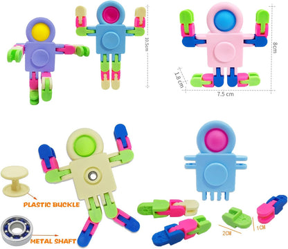 20 Pack Pop Fidget Spinners Party Favors,Sensory Fidget Toys Deformable Chain for Its Stress Relief,Pinata Goodie Bag Stuffers Birthday Valentines Day Gifts for Kids,Treasure Box Classroom Prizes