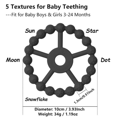 3 Pack Ring Teether, Silicone Teething Ring Toys for Babies 6 Months, Seposeve Baby Teethers 6-12 Months 12-24 Months, Easy to Grasp Toy for Baby Teething Relief