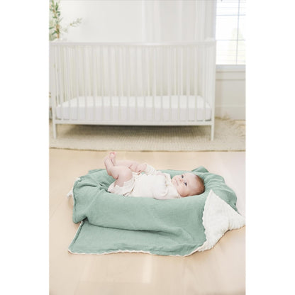 Konssy Baby Blankets for Unisex Boys Girls, Super Soft Nursery Minky Blankets with Muslin Cotton Front and Dotted Fleece Backing, Printed Bed Throws Newborn