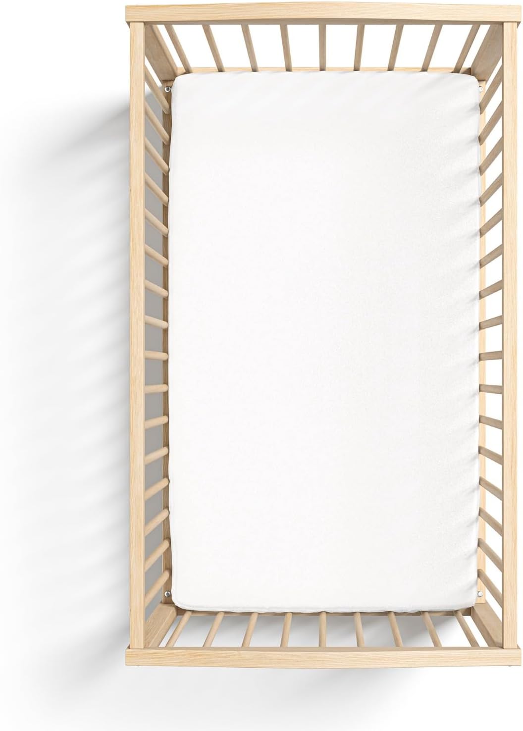 Organic All in One Crib Sheet and Mattress Protector - Waterproof Protectors - Reusable Washable – Fits Cribs – 52”x28”- with 9” Skirt White