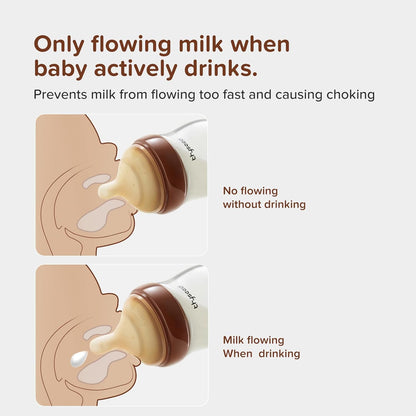 Glass Natural Anti-Colic Baby Bottles | Newborn Breast Like Nursing Bottle for Breastfed Babies