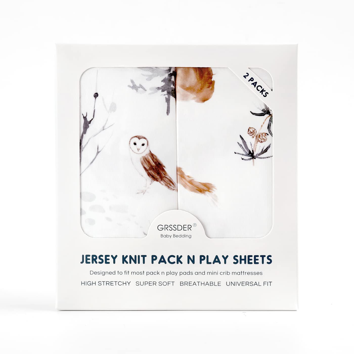 GRSSDER Stretchy Ultra Soft Jersey Knit Pack and Play Sheets 2 Pack, Portable/Mini Crib Sheets