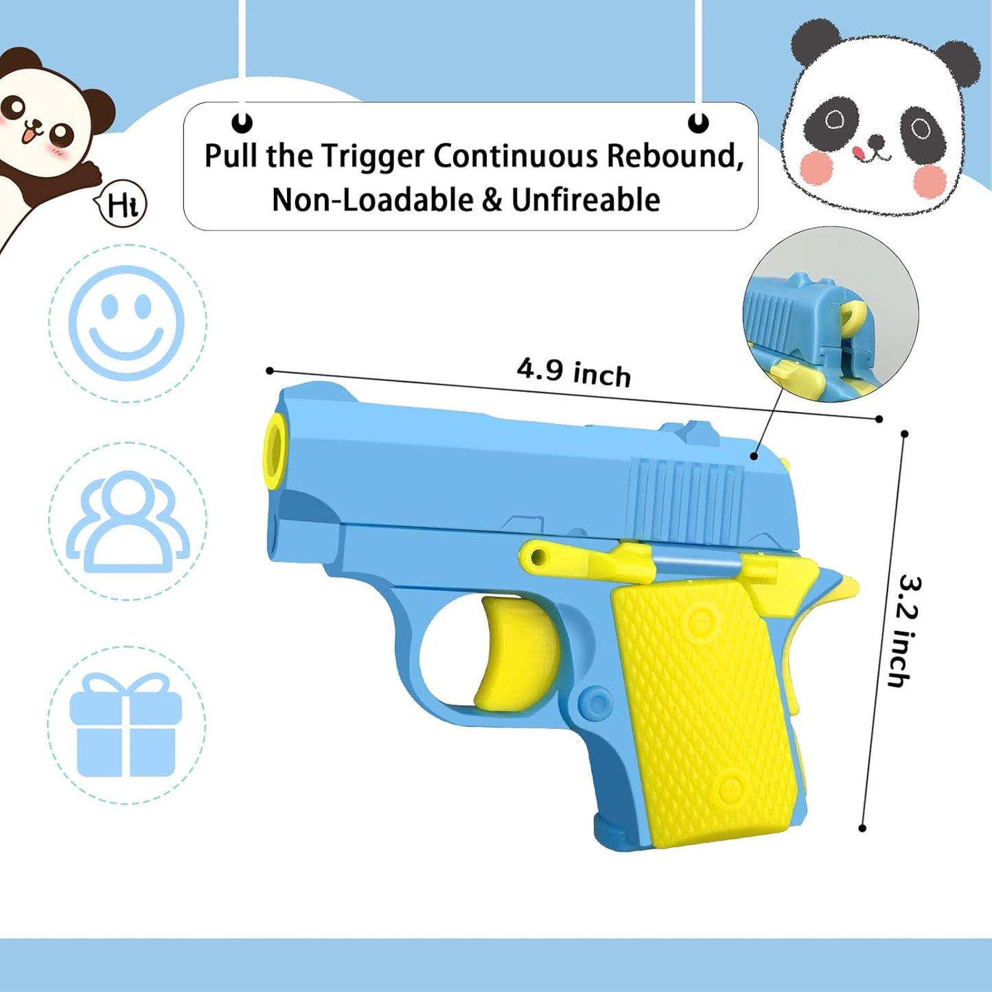 Fidget Gun Toy 3D Printing Fidget Pistol Toys 1911 Glow in Dark Gun Toy Pístol Fidget Toys Fidget Gun Sensory Toys Adults Stress Relief Pistol Toy for Kids and Adults Gift