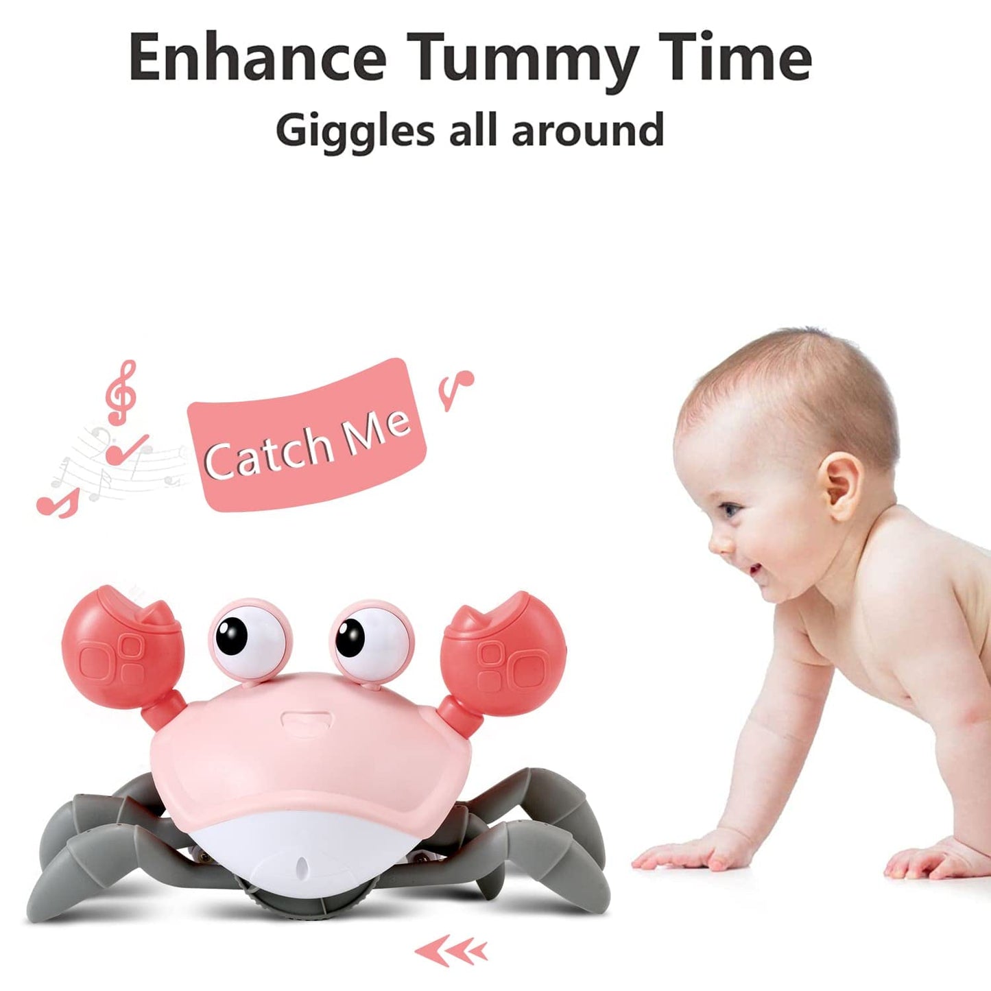 control future Girl Toys Tummy Time: Pink Crawling Crab Montessori Toy Learning 36 Months 3 Year