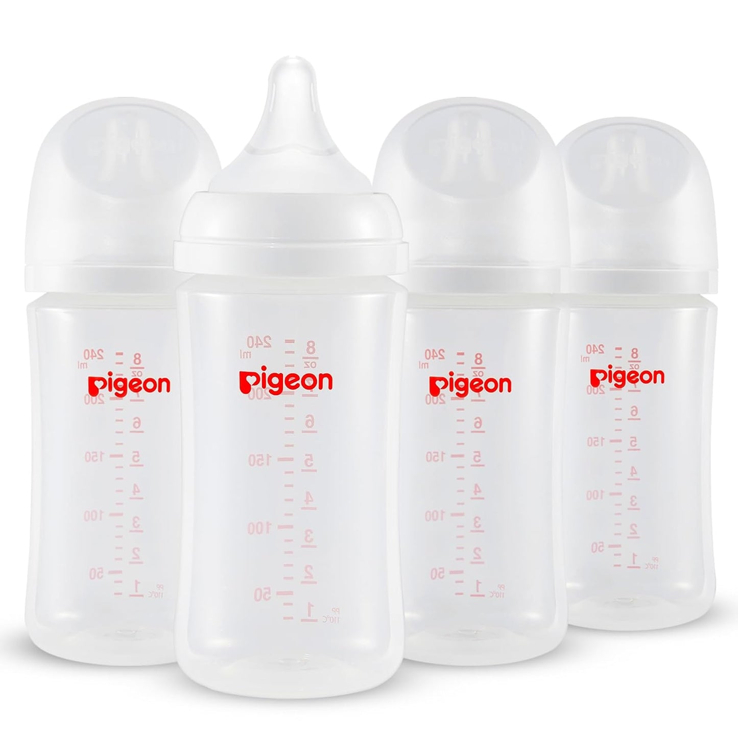 Pigeon PP Nursing Bottle Wide Neck, Anti-Colic, Streamlined Body, Natural Feel, Easy to Clean, 8.1