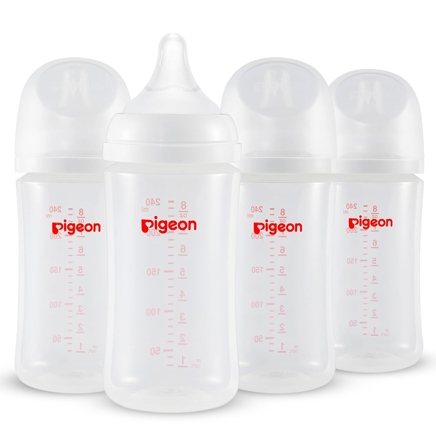 Pigeon PP Nursing Bottle Wide Neck, Anti-Colic, Streamlined Body, Natural Feel, Easy to Clean, 8.1