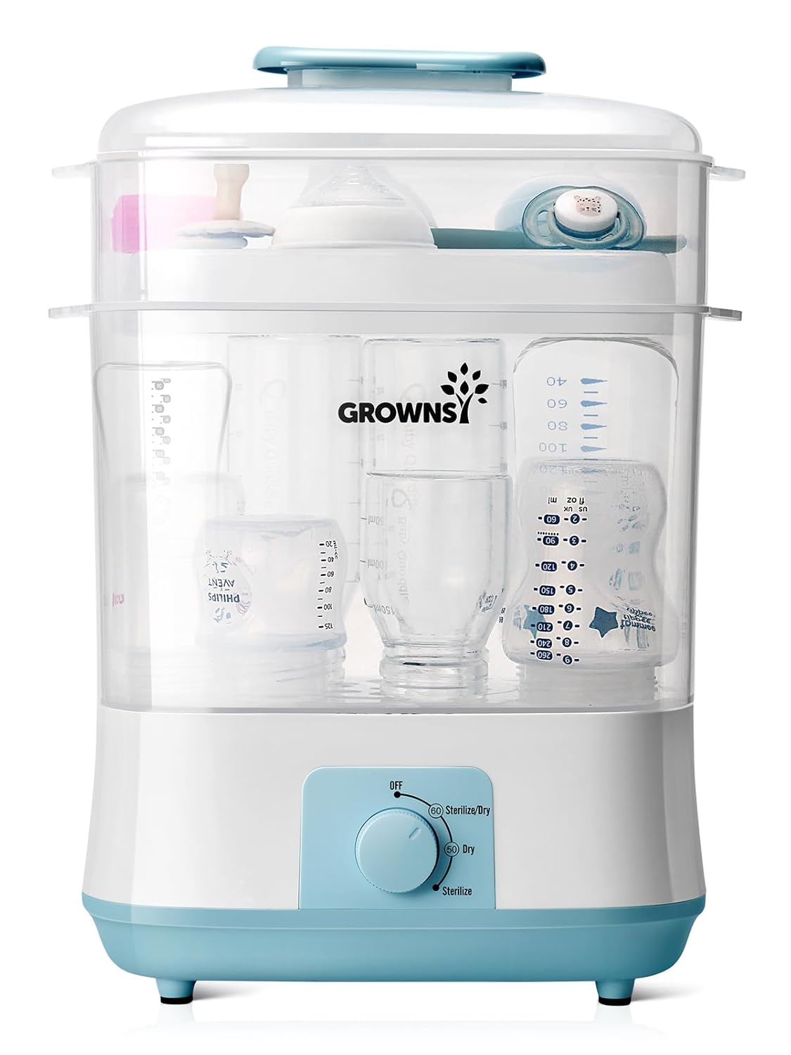 GROWNSY Adjustable 3 in 1 Large Bottle Sterilizer and Dryer, Electric Steam Baby Bottle Sterilizer