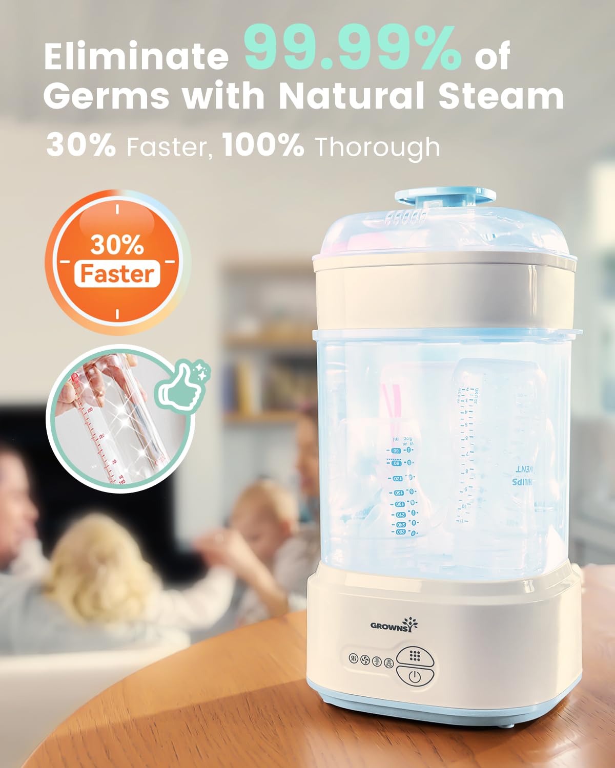 Bottle Sterilizer and Dryer, Compact Electric Steam Baby Bottle Sterilizer (Esterilizador de