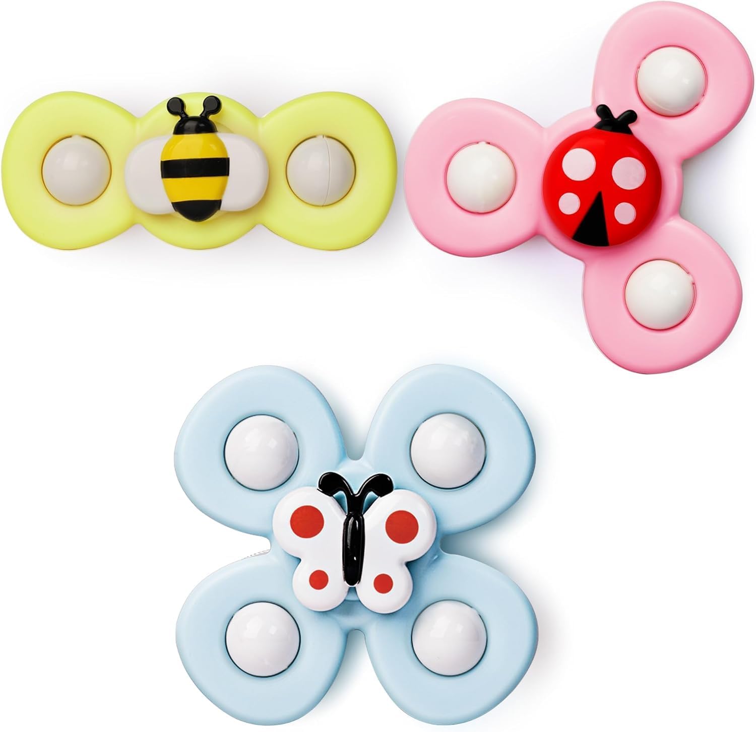 LiKee Strong Suction Cup Fidget Rotating Sensory Bath Toys for Baby 12 18 Months Airplane Car