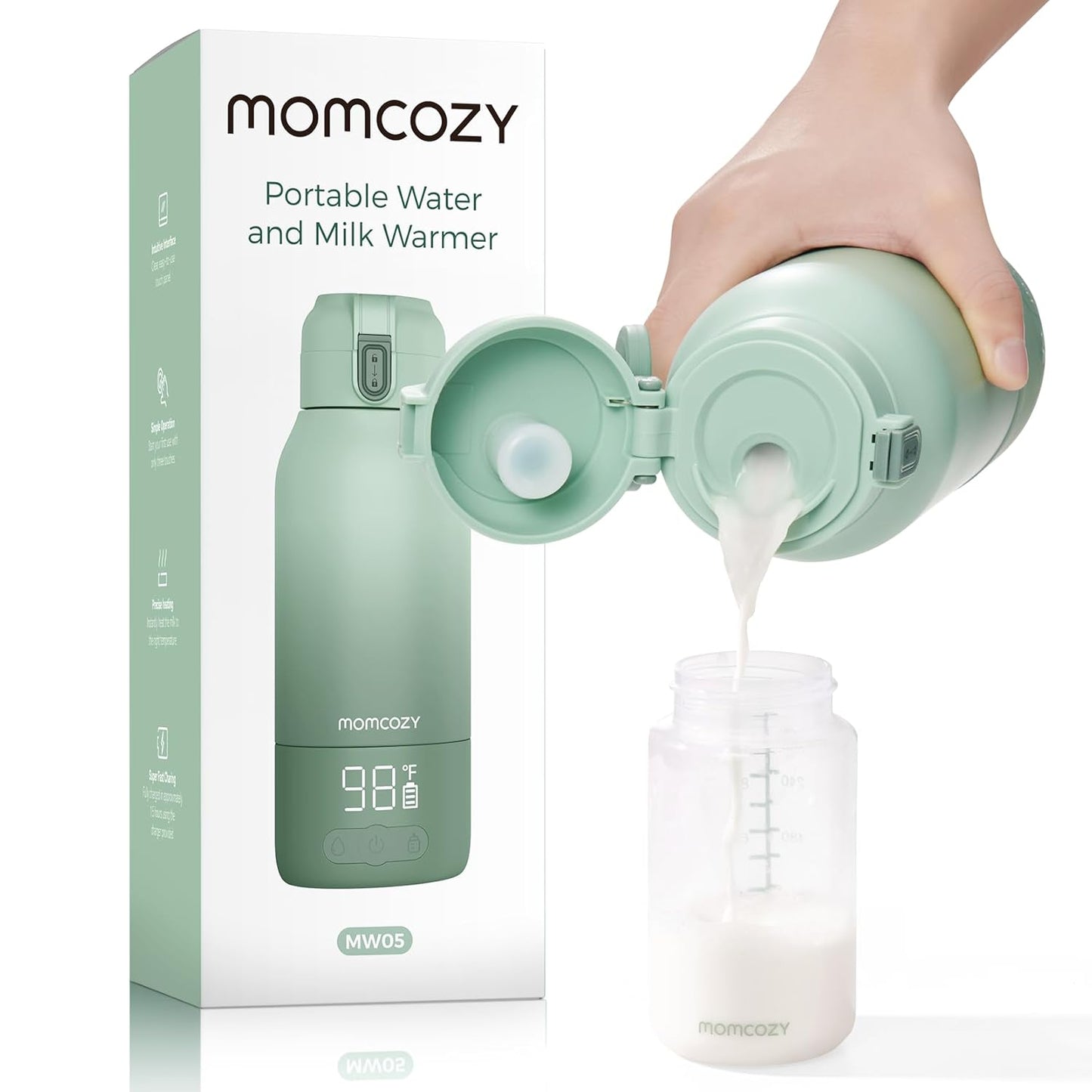 Momcozy Portable Milk Warmer for Travel – Dual Heating Modes for Breast Milk & Water, Portable