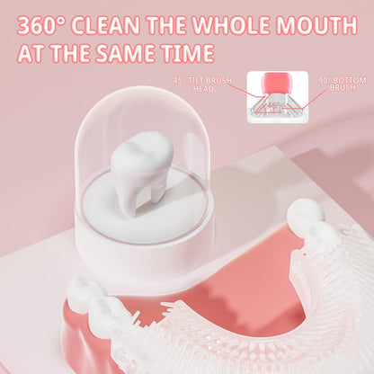Kids Electric U Shaped Toothbrush,Kids Sonic Full Mouth Toothbrush with 4 Soft Brush Head Automatic