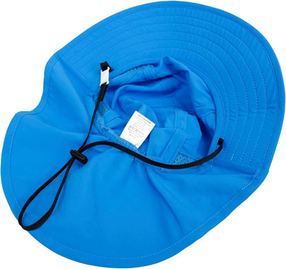 CHUNG Baby Sun Protection Hat Summer Toddler Adjustable UPF 50+ Wide Brim Neck Flap Beach Caps Boys Girls 1-12 Years Kids