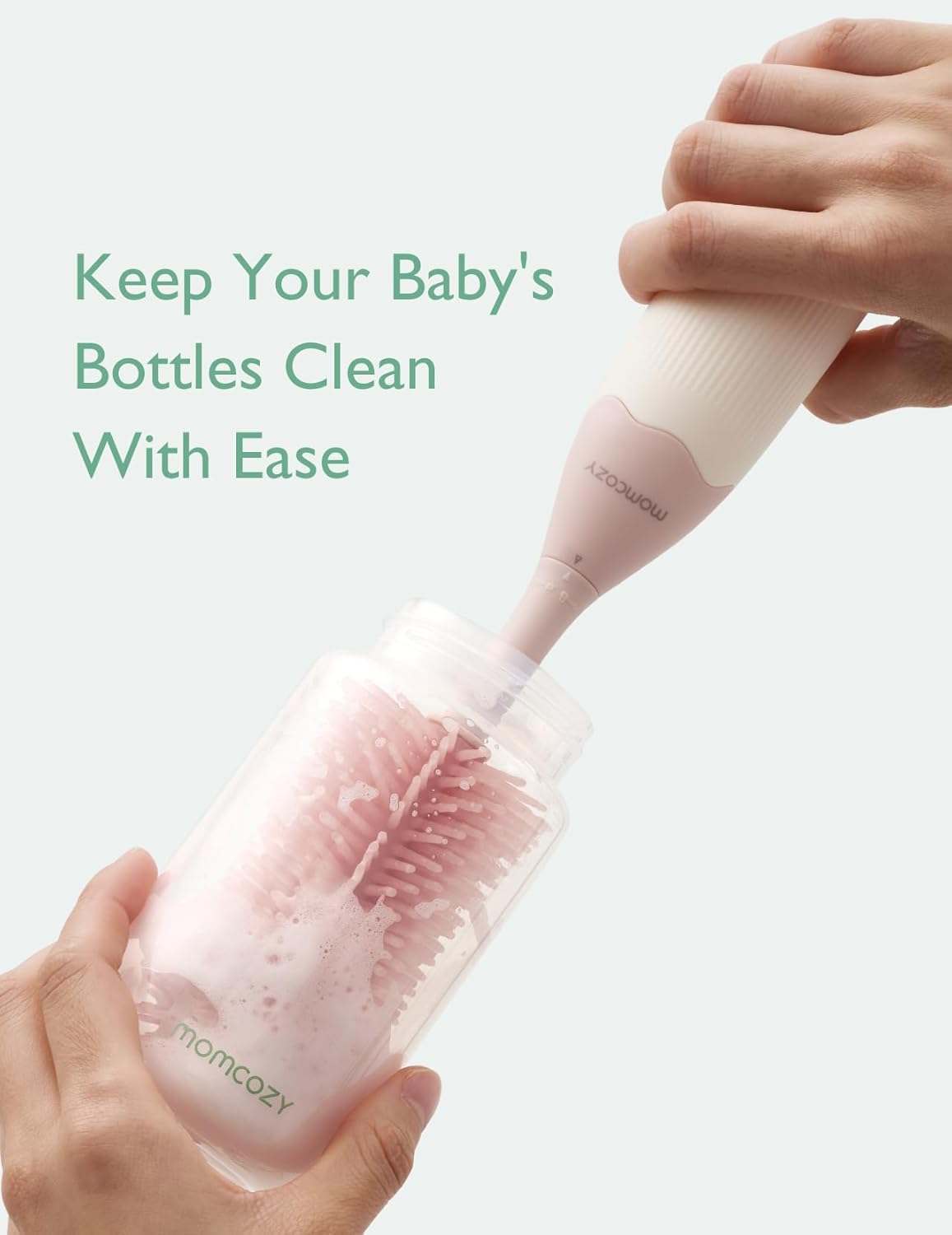 Momcozy Bottle Brush Kit, Innovative Push-Press Design for Better Cleaning - Baby Bottle Cleaner