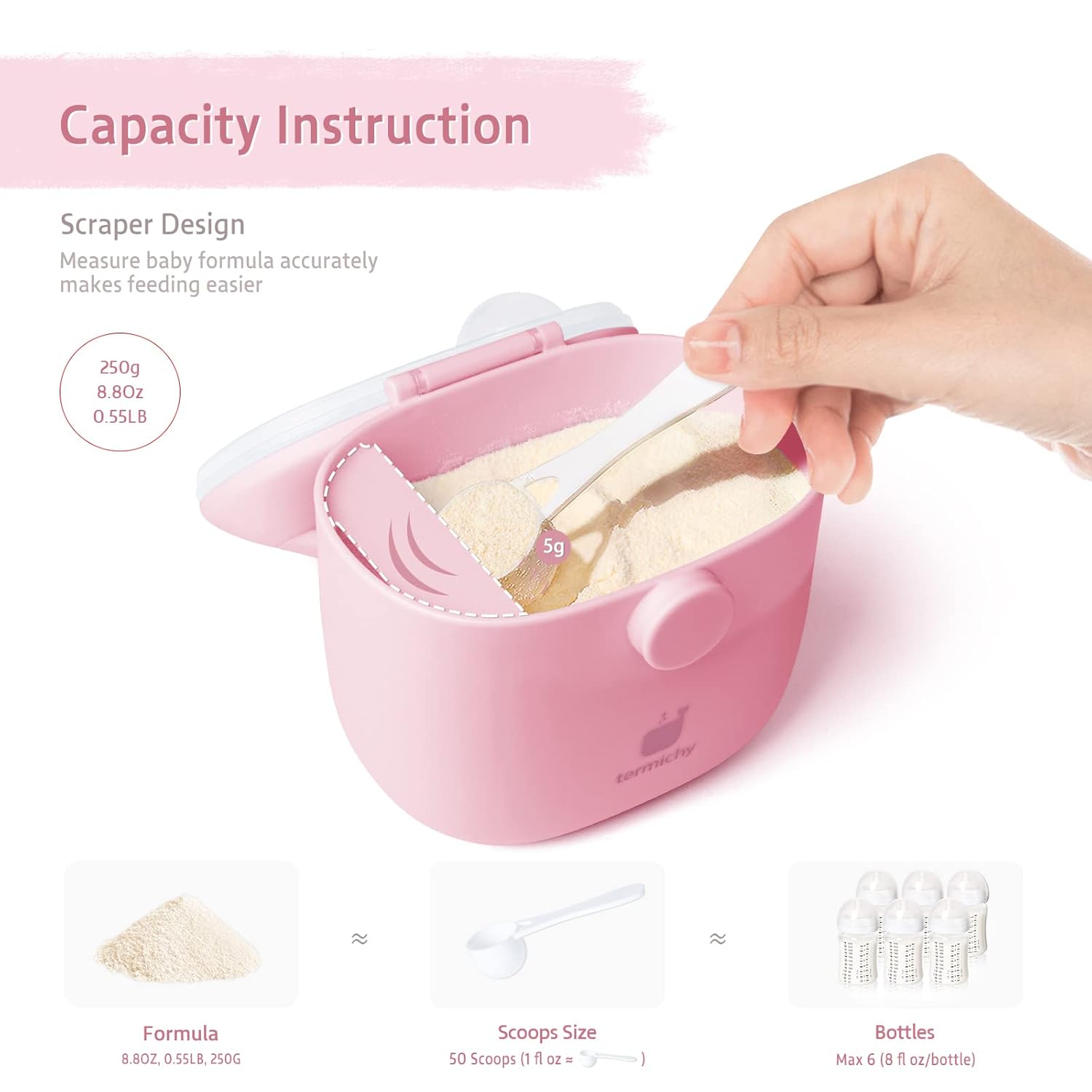 Termichy Baby Formula Dispenser, Portable Milk Powder Dispenser Container with Carry Handle and