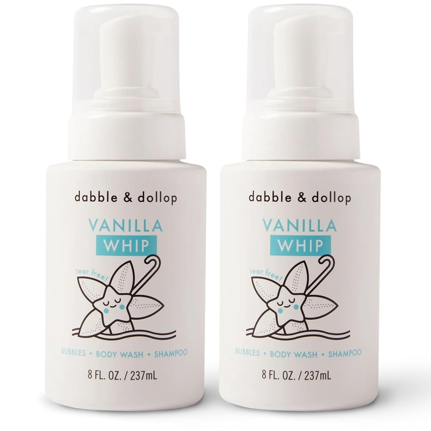 Dabble & Dollop Vanilla Body Wash & Shampoo – 3-in-1 Natural Bubble Bath for Kids, Made in USA, No