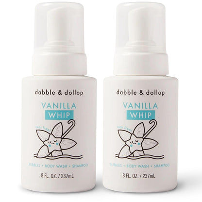 Dabble & Dollop Vanilla Body Wash & Shampoo – 3-in-1 Natural Bubble Bath for Kids, Made in USA, No