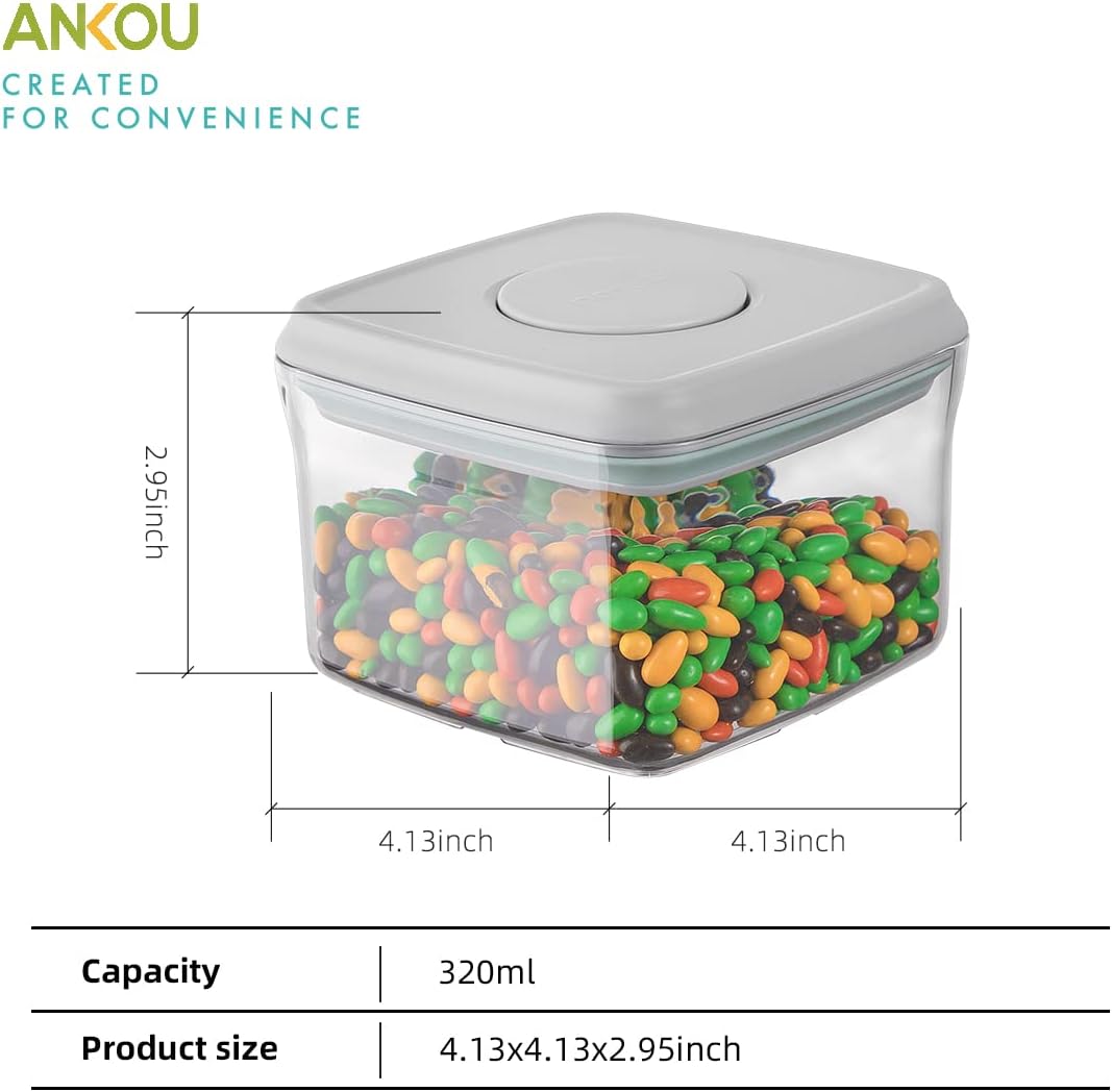 Ankou Airtight Food Storage Container - 0.32 QT （380ml Small Pop Up Food Containers With Lids, Bpa